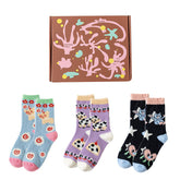 Gift Box Set Women Thermal Socks Little Monster Series Thick Warm Soft Cozy Socks